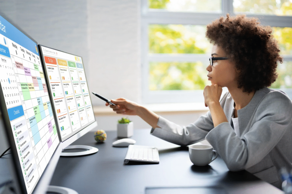 a woman looking for her Calendar Management