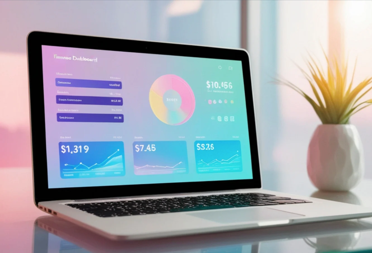 A bookkeeping virtual assistant working remotely with financial dashboards on screen