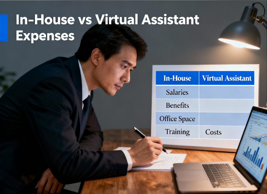Cost comparison showing savings from hiring customer support virtual assistant
