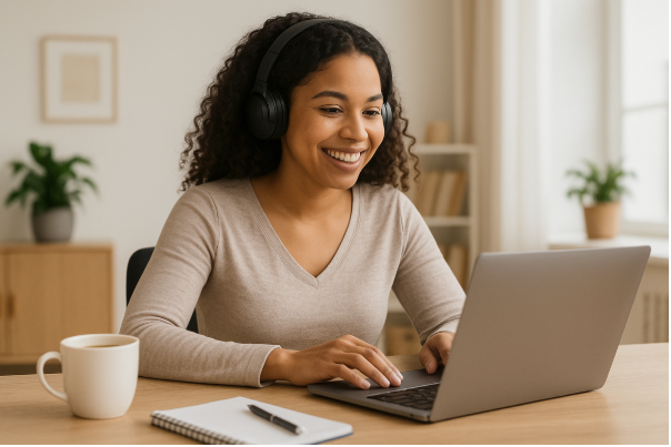 Professional virtual assistant working remotely