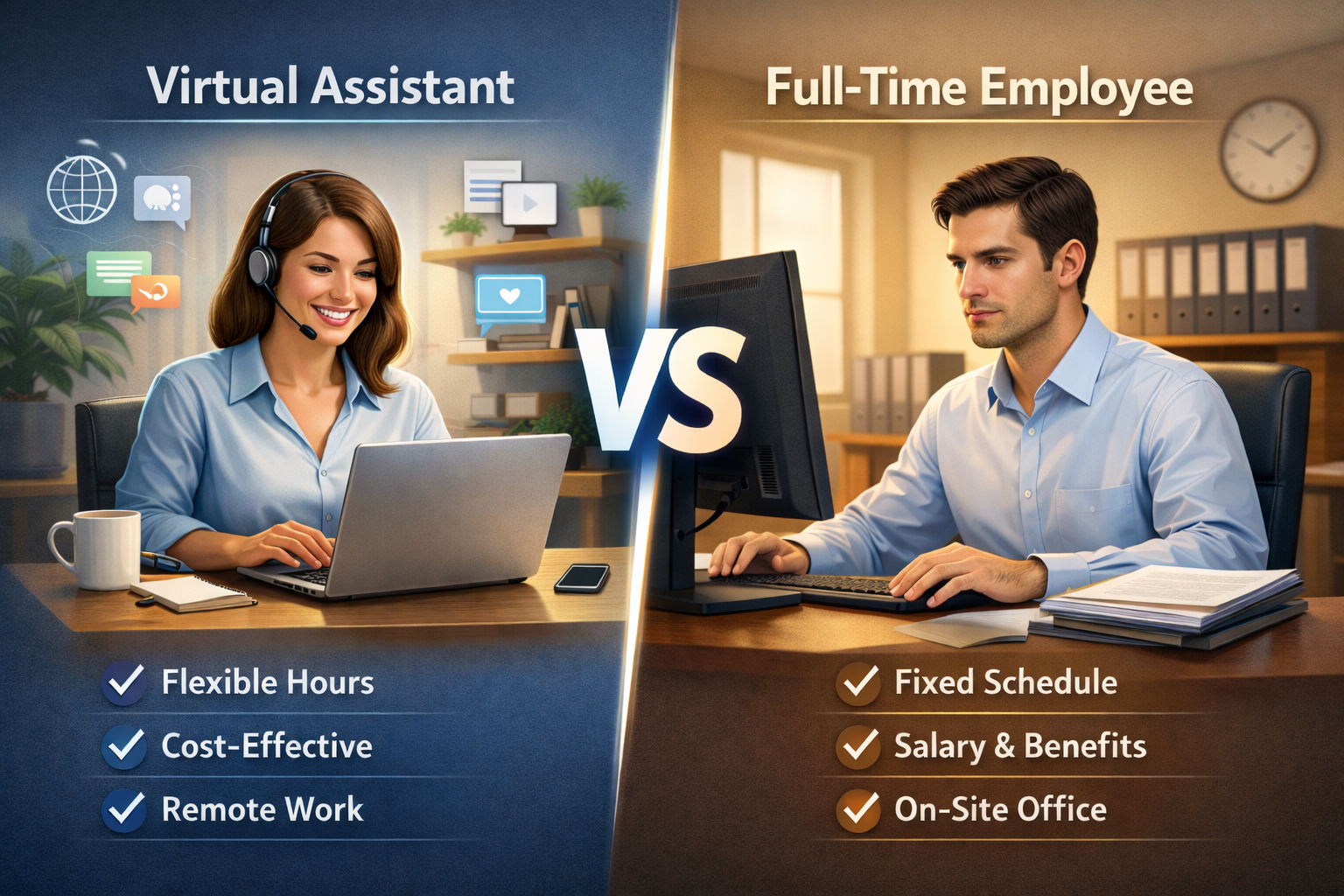 Virtual Assistant vs Full-Time Employee